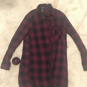 Forever 21 Plaid T-Shirt Dress with Tie String